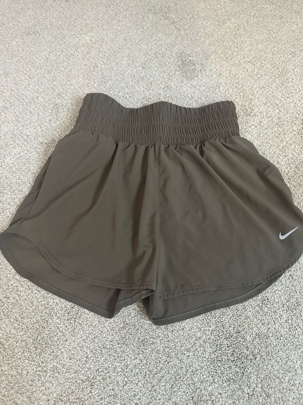 Nike Olive-Style Smocked Waist Athletic Shorts